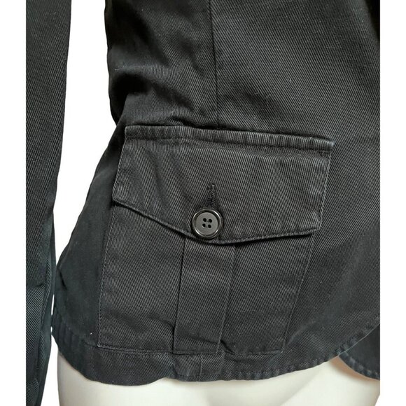 James Perse Workwear Black Tailored Denim Jacket Cargo Pockets Women's M - Picture 7 of 10